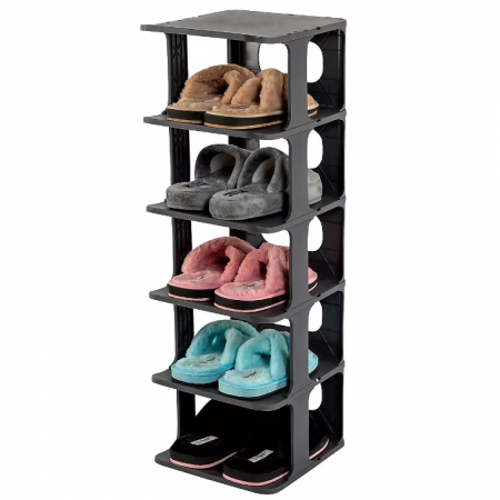 Suporturi - Organizator din plastic pentru incaltaminte cu 5 niveluri, Negru, 25 x 28 x 78 cm