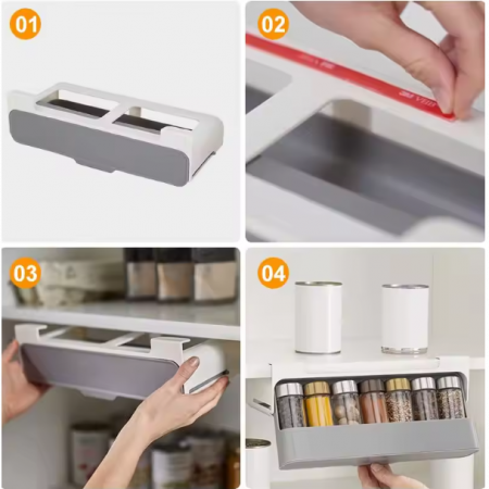 Organizator pentru condimente suspendat, Gri/Alb, 32 x 13 x 13 cm [6]