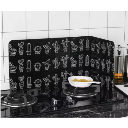 Paravan de protectie pentru plita cu model , Negru / Alb, 84 x 32 cm [2]