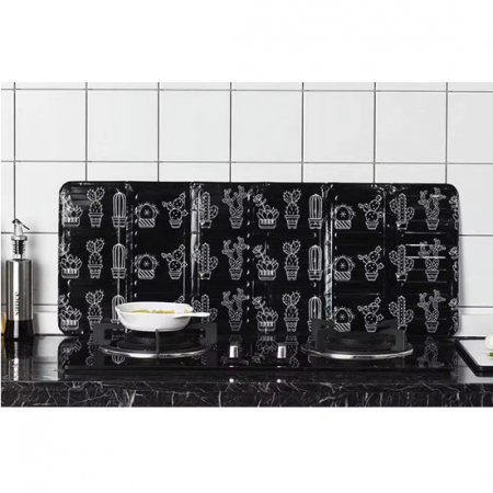Paravan de protectie pentru plita cu model , Negru / Alb, 84 x 32 cm [3]