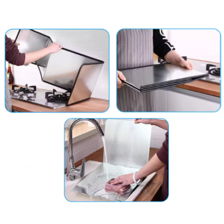 Paravan de protectie pentru plita, Gri, 133 x 30 cm [5]