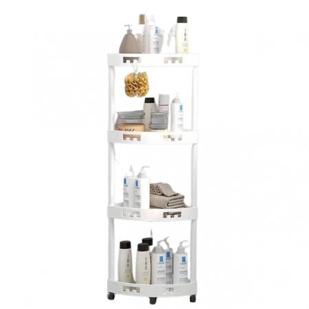 Raft de organizare pentru baie cu 4 etaje si roti, Alb, 34 x 24 x 93 cm [1]