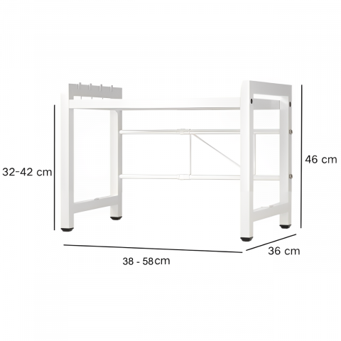 Raft extensibil pentru depozitare, multifunctional, Alb, 38-58x 36 x 46 cm [1]