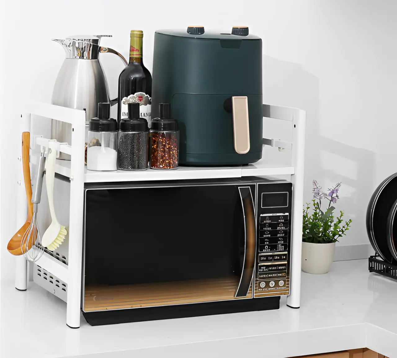 Organizare - Raft extensibil pentru depozitare, multifunctional, Alb, 38-58x 36 x 46 cm