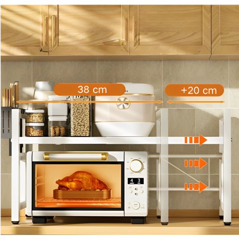 Raft extensibil pentru depozitare, multifunctional, Alb, 38-58x 36 x 46 cm [3]