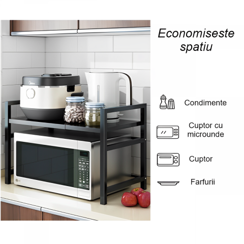 Raft extensibil pentru depozitare, multifunctional, Negru, 40-64 x 36.5 x 45 cm [4]
