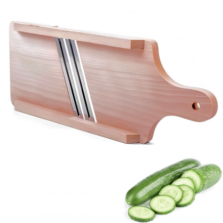 Razatoare din lemn cu 2 lame pentru varza, feliat legume, Maro, 35 x 13 cm [2]