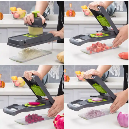 Razatoare pentru legume cu accesorii, Gri/Verde, 31 x 10 x 11 cm [8]