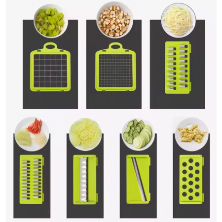 Razatoare pentru legume cu buton si accesorii, Gri/Verde, 33 x 10 x 12 cm [2]