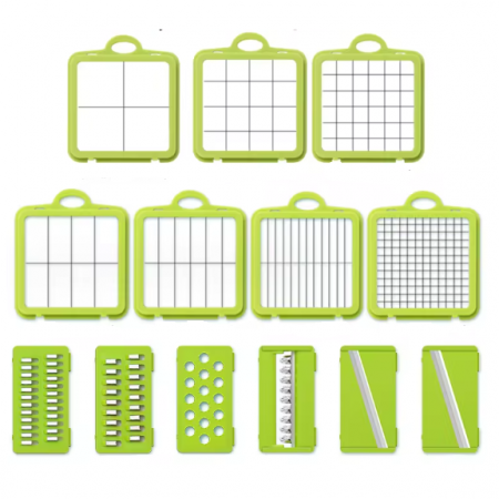 Razatoare pentru legume cu toarte si accesorii, Gri/Verde, 27 x 16 x 15 cm [7]