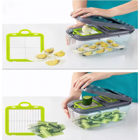 Razatoare pentru legume cu toarte si accesorii, Gri/Verde, 27 x 16 x 15 cm [3]