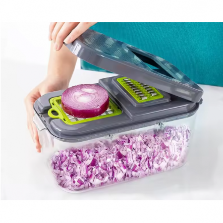 Razatoare pentru legume cu toarte si accesorii, Gri/Verde, 27 x 16 x 15 cm [1]