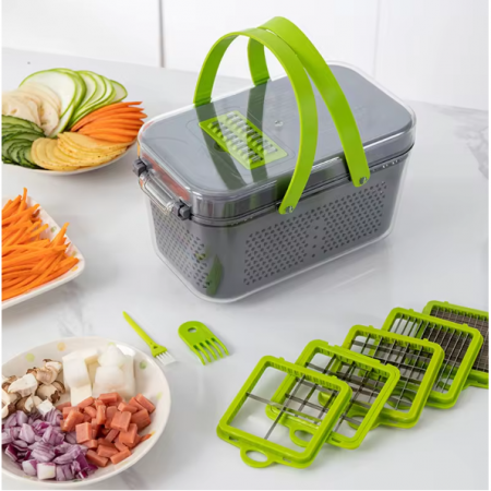 Razatoare pentru legume cu toarte si accesorii, Gri/Verde, 27 x 16 x 15 cm [8]