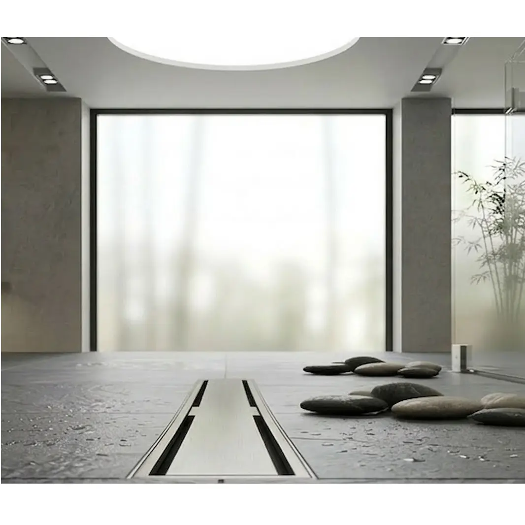 Rigola de dus, pe podea, liniara, din inox, set complet necesar instalarii, Argintiu, 32 x 600 mm [1]