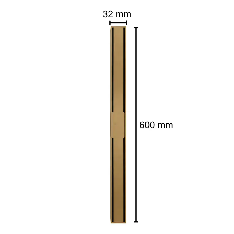 Rigola de dus, pe podea, liniara, din inox, set complet necesar instalarii, Auriu, 32 x 600 mm [1]