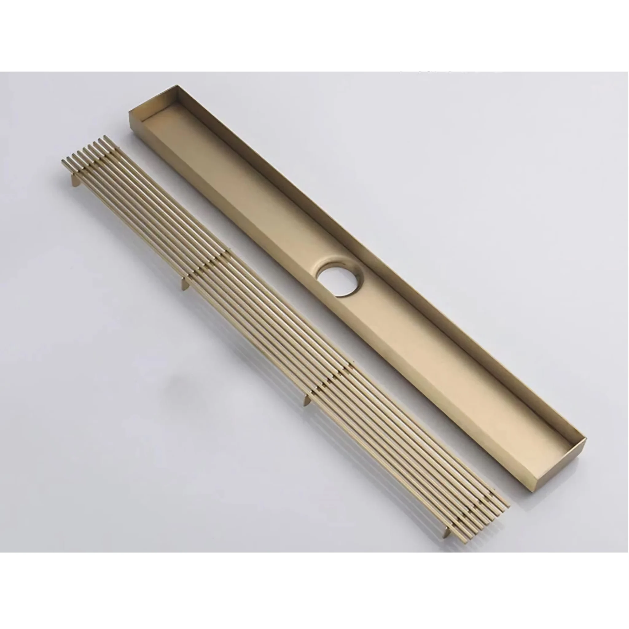 Rigola de dus, pe podea, liniara, din inox, set complet necesar instalarii, Auriu, 57 x 400 mm [4]