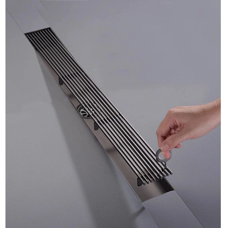 Rigola de dus, pe podea, liniara, din inox, set complet necesar instalarii,culoare cromata, 57 x 500 mm [3]