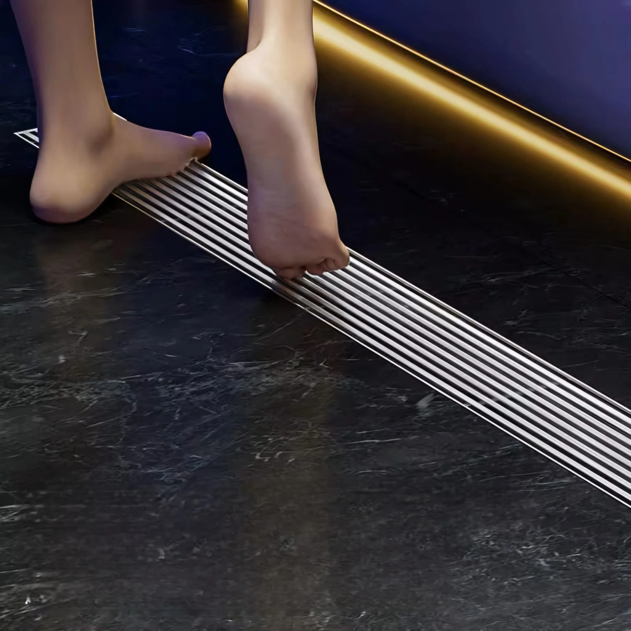 Rigola de dus, pe podea, liniara, din inox, set complet necesar instalarii,culoare cromata, 57 x 600 mm [4]