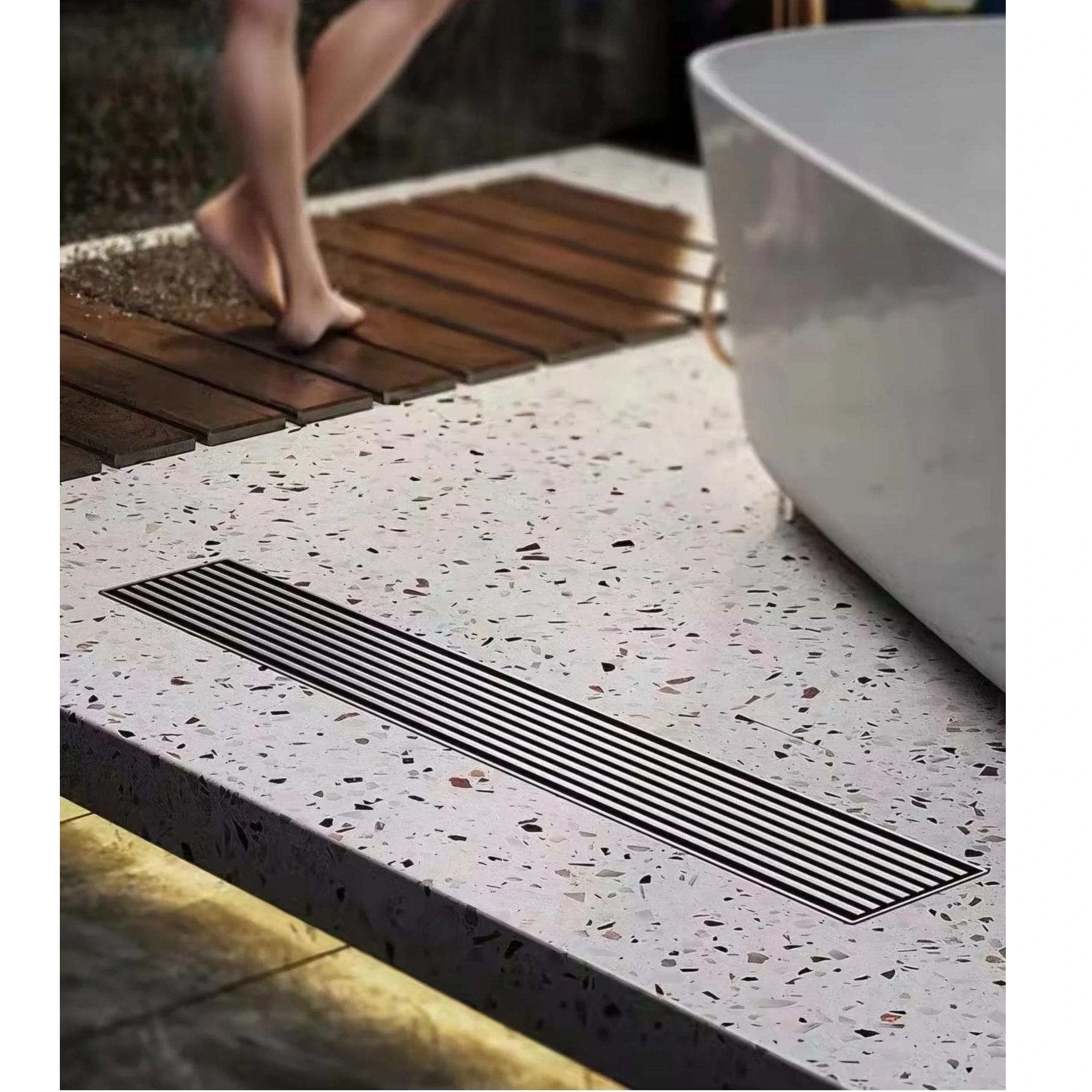 Rigola de dus, pe podea, liniara, din inox, set complet necesar instalarii,culoare cromata, 57 x 600 mm [2]