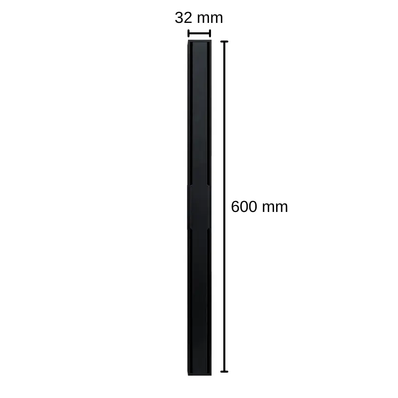 Rigola de dus, pe podea, liniara, din inox, set complet necesar instalarii, Negru, 32 x 600 mm [2]