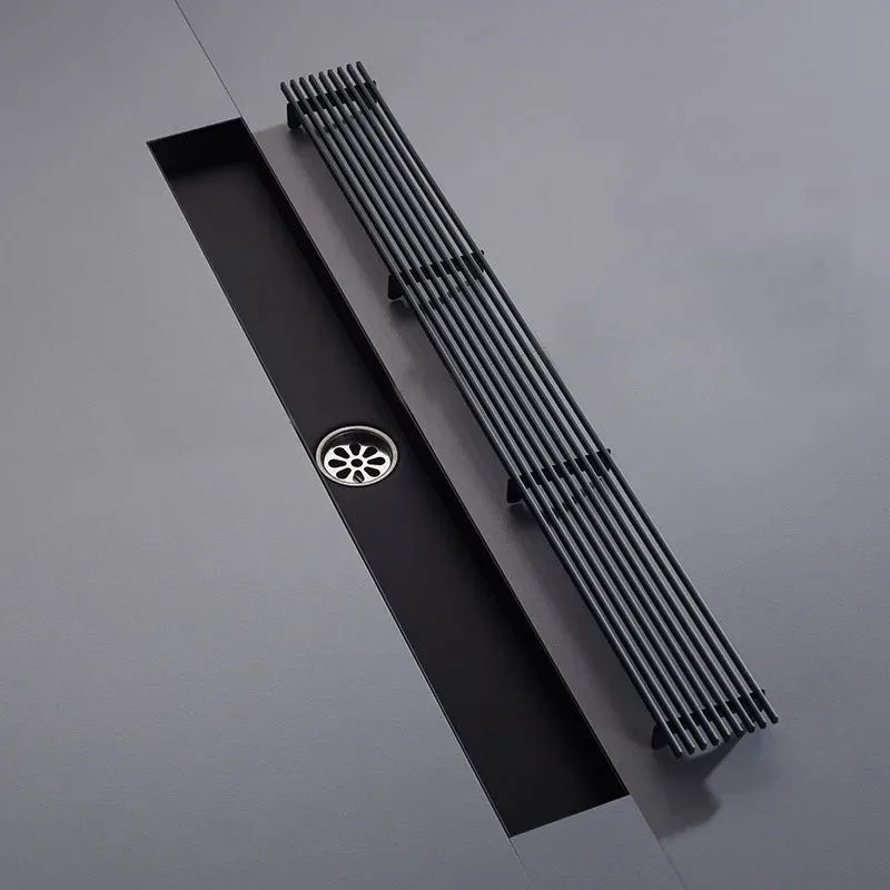 Rigola de dus, pe podea, liniara, din inox, set complet necesar instalarii,negru, 57 x 400 mm [1]