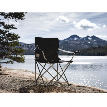 Scaun pliabil pentru picnic sau pescuit, cadru metalic, Negru, 52 x 85 x 85 cm [7]
