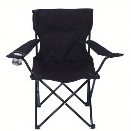 Gradina - Scaun pliabil pentru picnic sau pescuit, cadru metalic, Negru, 52 x 85 x 85 cm