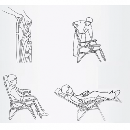 Scaun pliabil tip sezlong pentru gradina sau plaja, Negru [11]