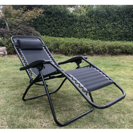 Scaun pliabil tip sezlong pentru gradina sau plaja, Negru [4]