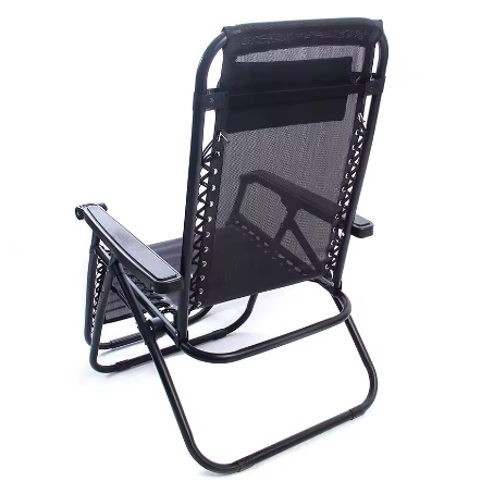 Scaun pliabil tip sezlong pentru gradina sau plaja, Negru [2]