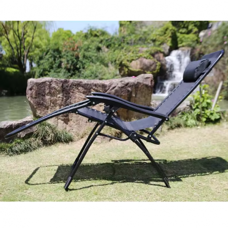Scaun pliabil tip sezlong pentru gradina sau plaja, Negru [9]