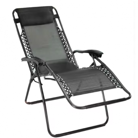 Scaun pliabil tip sezlong pentru gradina sau plaja, Negru [1]