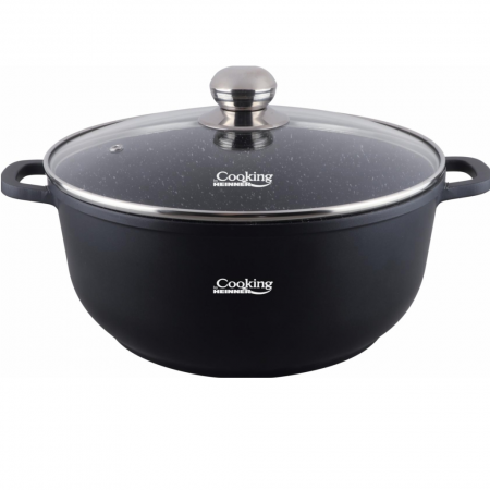 Semioala din aluminiu cu capac, Cooking by Heinner, Dark Line, Negru, 10 l [1]