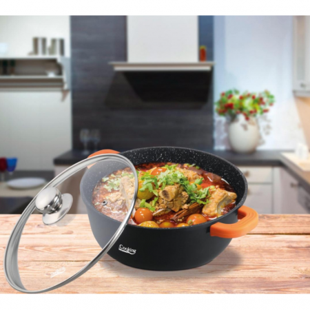 Semioala din aluminiu cu capac, Cooking by Heinner, Dark Line, Negru, 4.4 l [1]