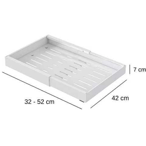 Sertar organizator extensibil, glisant, cu sine autoadezive, Herum, Alb, 32-52 x 42 x 7 cm [2]