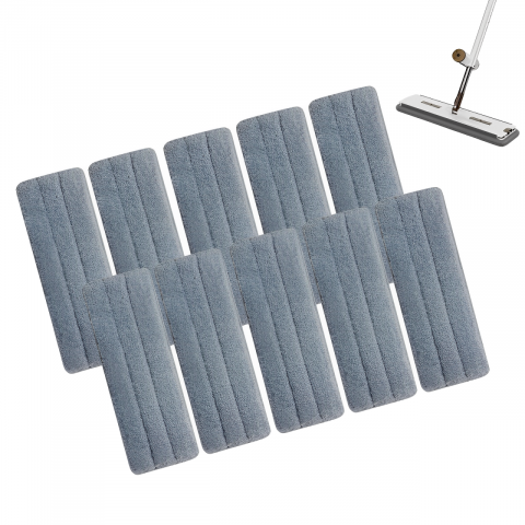 Curățenie - Set 10 lavete din microfibra, pentru mop, Gri, 45 x 11 cm