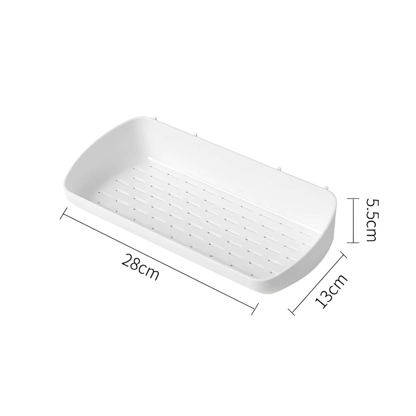 Set 2 rafturi dreptunghiulare, autoadezive, din plastic, pentru baie, Alb, 28 x 13 x 5.5 cm [5]
