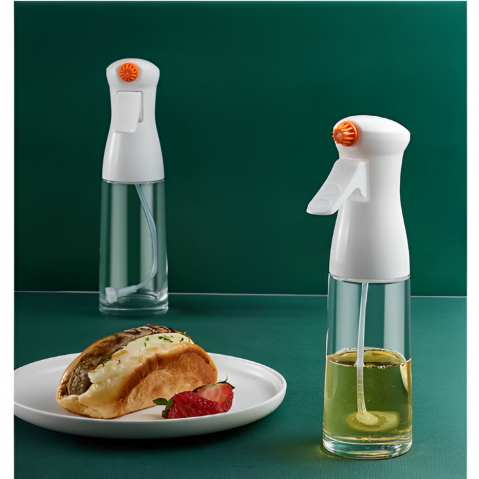 Accesorii - Set 2 recipiente cu pulveritaror pentru ulei, otet, Alb/ Transparent, 230 ml