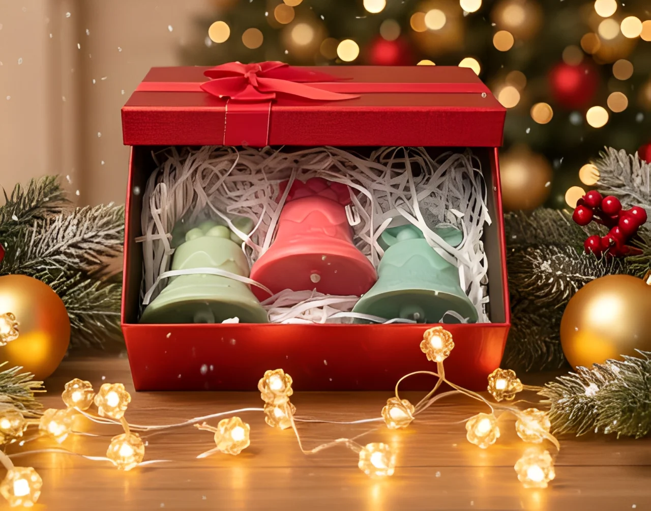 Set 3 lumanari parfumate, HANDMADE, ceara naturala din soia, fitil din bumbac, Clopotei, 8 cm