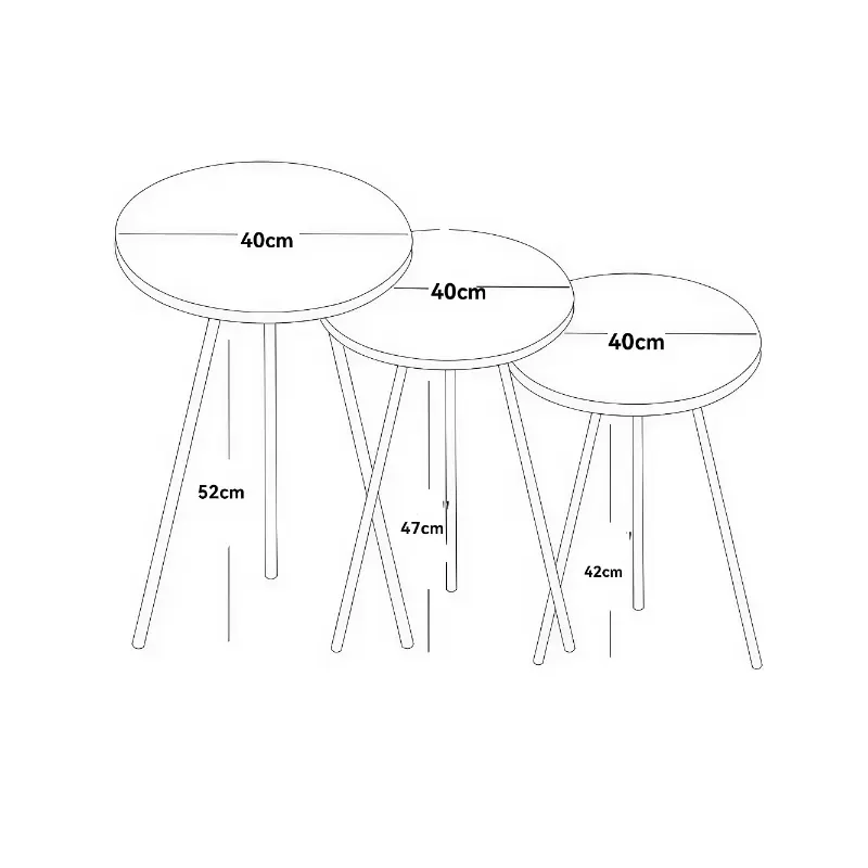 Set 3 masute pentru cafea, inaltimi diferite, structura metalica, blat MDF, model marmura, Auriu/Alb, 40 x 52 cm, 40 x 47 cm, 40 x 42 cm [5]