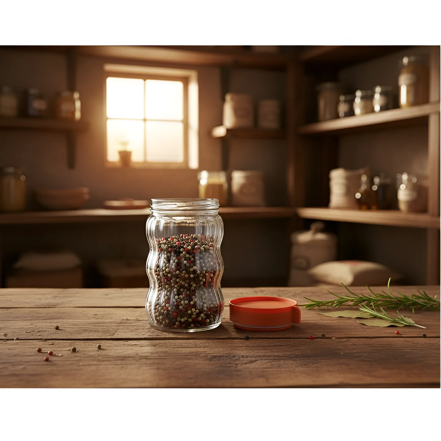 Set 4 borcane pentru condimente, marimi diferite, sticla, PVC, organizatoare, Transparent/Rosu, 450/650/1200/1200 ml [3]