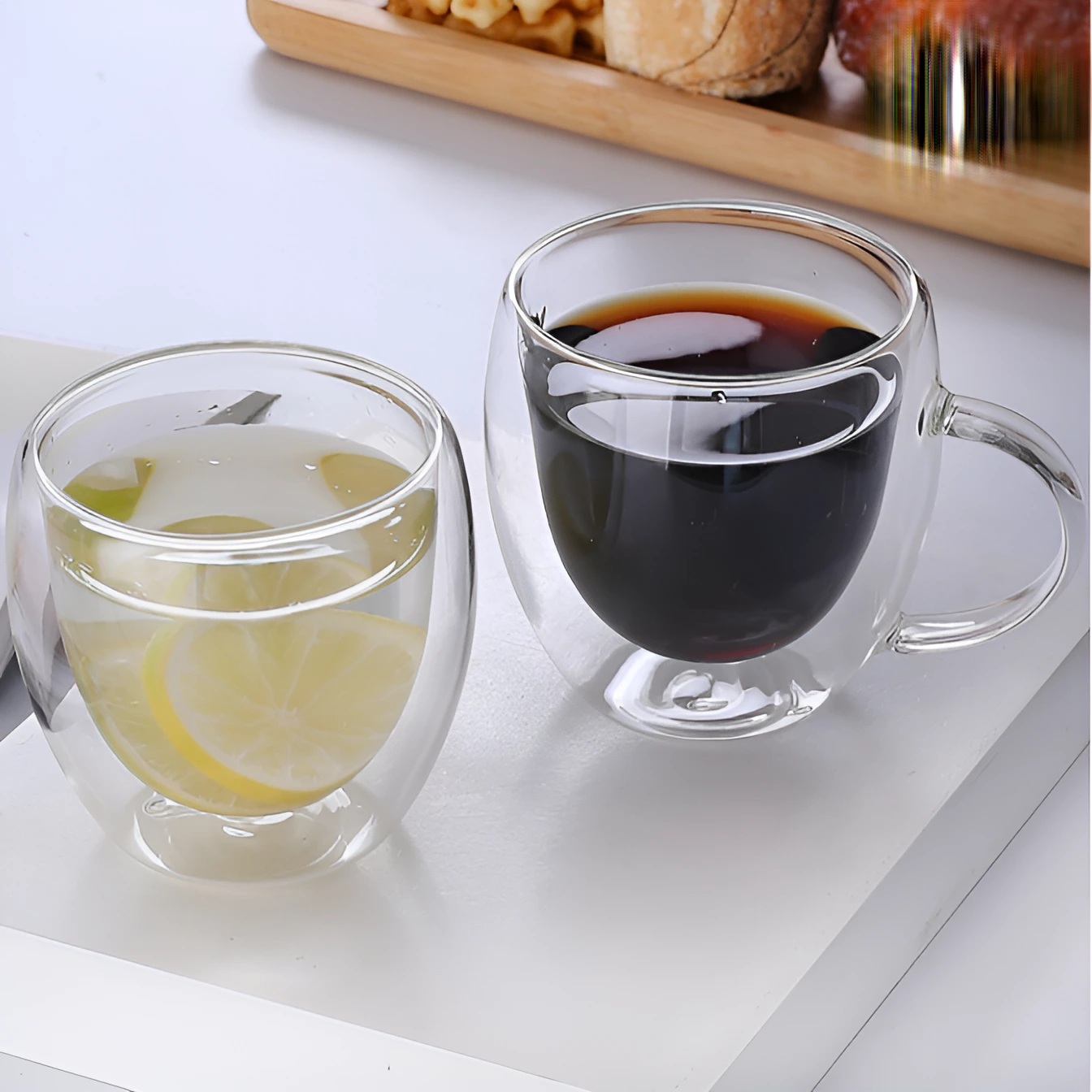 Set 4 cani cu pereti dubli, din sticla, termorezistente, Transparent, 250 ml [5]