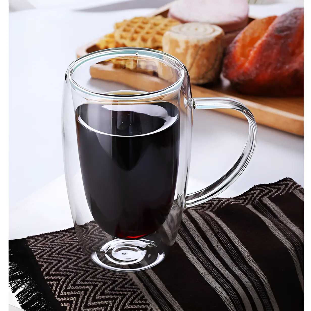 Set 4 cani cu pereti dubli, pentru cafea, ceai, din sticla, Tranparent, 450 ml [1]