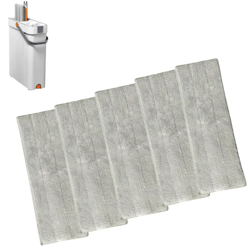 Depozitare si organizare - Set 5 lavete din microfibra, cu prindere dubla, potrivite pentru mop plat, Gri, 32 x 11 cm