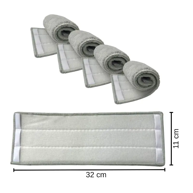 Set 5 lavete din microfibra, cu prindere dubla, potrivite pentru mop plat, Gri, 32 x 11 cm [1]