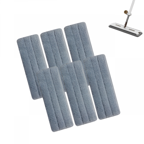 Curățenie - Set 6 lavete din microfibra, pentru mop, Gri, 45 x 11 cm