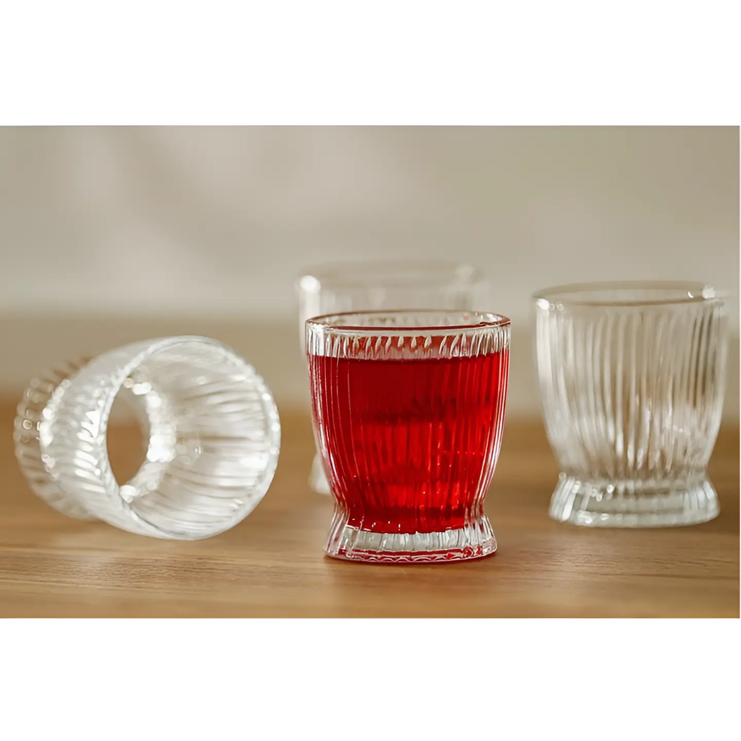 Set 6 pahare, din sticla, cu model, Transparent, 285 ml [2]