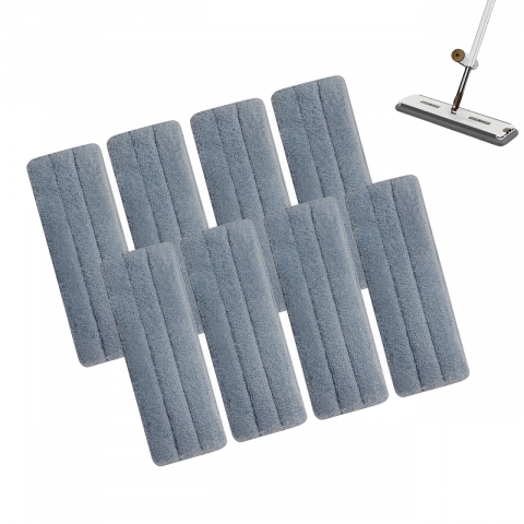 Curățenie - Set 8 lavete din microfibra, pentru mop, Gri, 45 x 11 cm