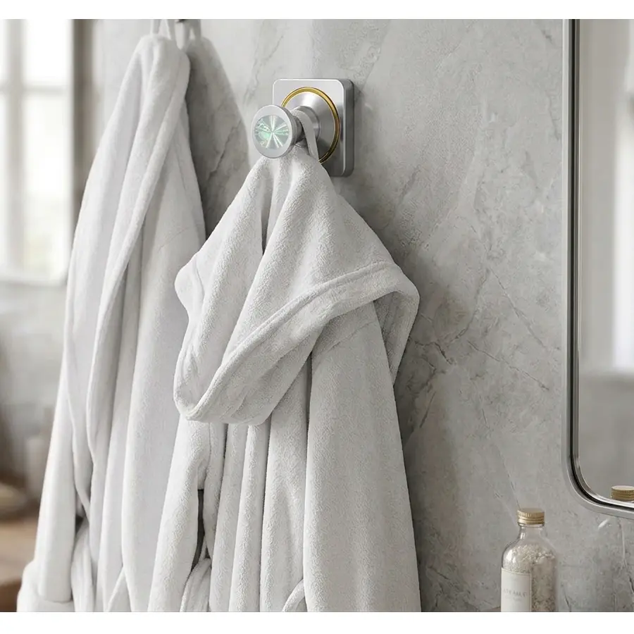 Set accesorii pentru baie, din alama, bara pentru prosoape, suport hartie igienica, suport cu pahar din sticla, sapuniera din sticla, agatatoare, săpunieră tip grătar sau suport burete, Argintiu, 6 piese [2]