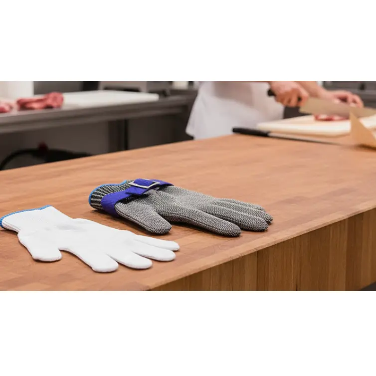 Set cutite de macelarie, set complet cu satar, manusi de protectie, manere colorate, 8 piese [4]